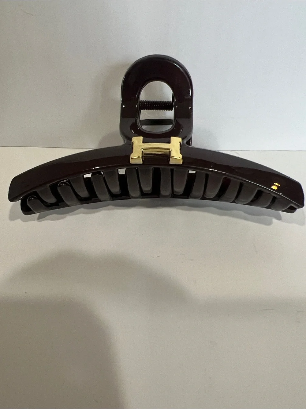 Dark Brown Hair Claw Clip with Gold Accent - Women Accessories